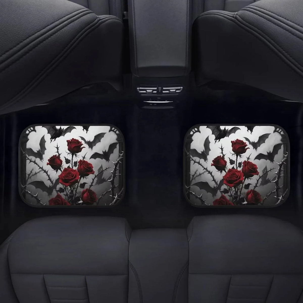 Gothic Rose Halloween Bat Car Floor Mats – All Weather Black Car Floor Mats HIP