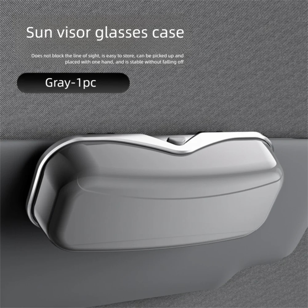 Car Sun Visor Glasses Holder – Anti-Shake Press-Open Box Car Visor Organizer HIP A style Grey