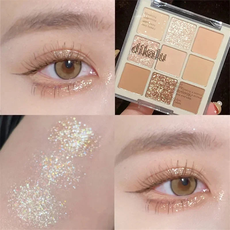 Knitted Pattern Eyeshadow Palette Glitter Matte Pink Pearlescent Shimmer Shinny Pigment Diamond Eyeshadow Korean Cosmetic Makeup HIP 03
