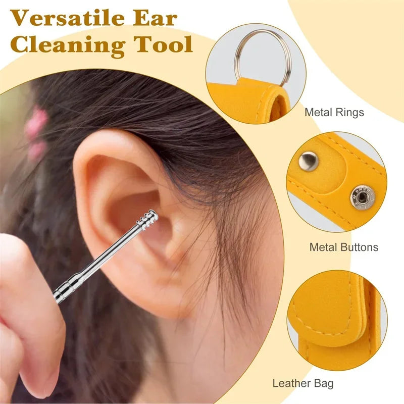 6-Piece Stainless Steel Ear Cleaning Set – Reusable Earpicks Ear Cleaning Kit HIP