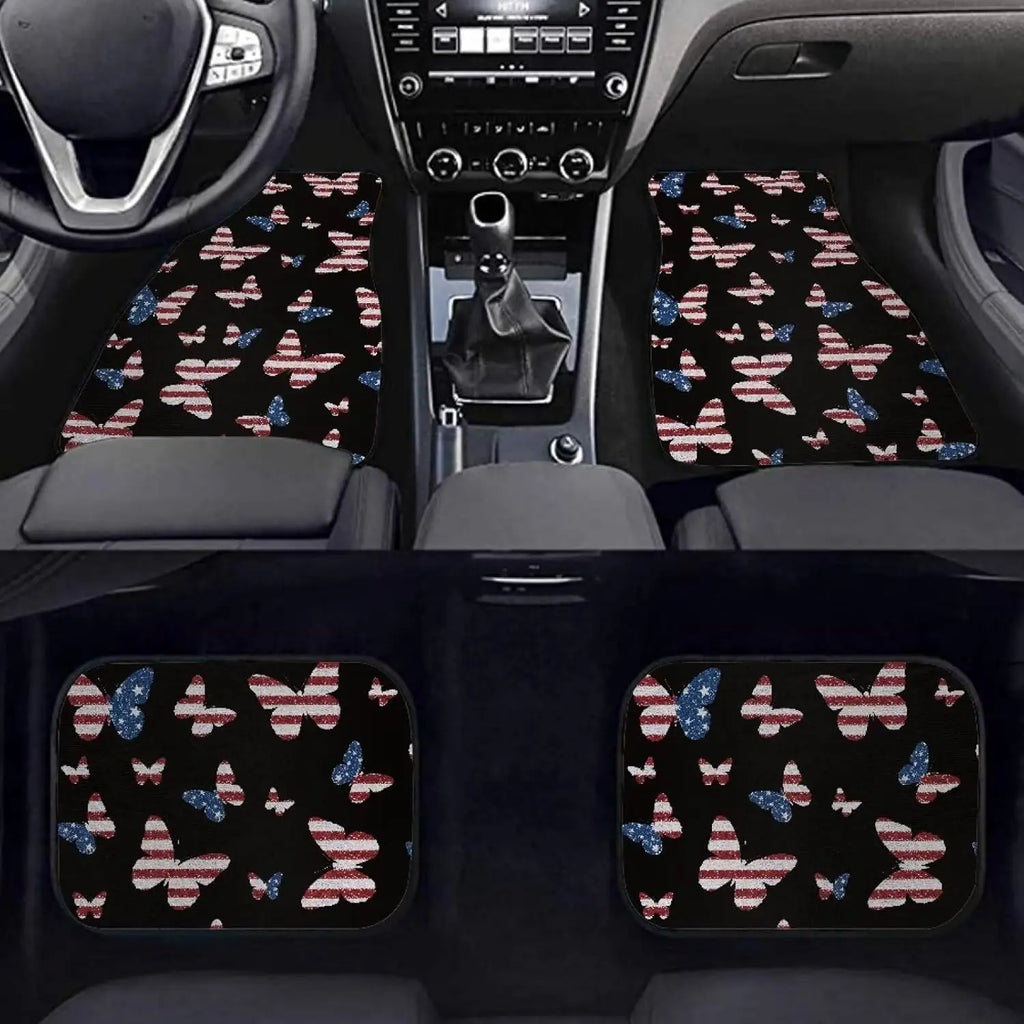 USA Flag Butterfly Car Floor Mats – 4-Piece Set | HIP Car Floor Mats HIP