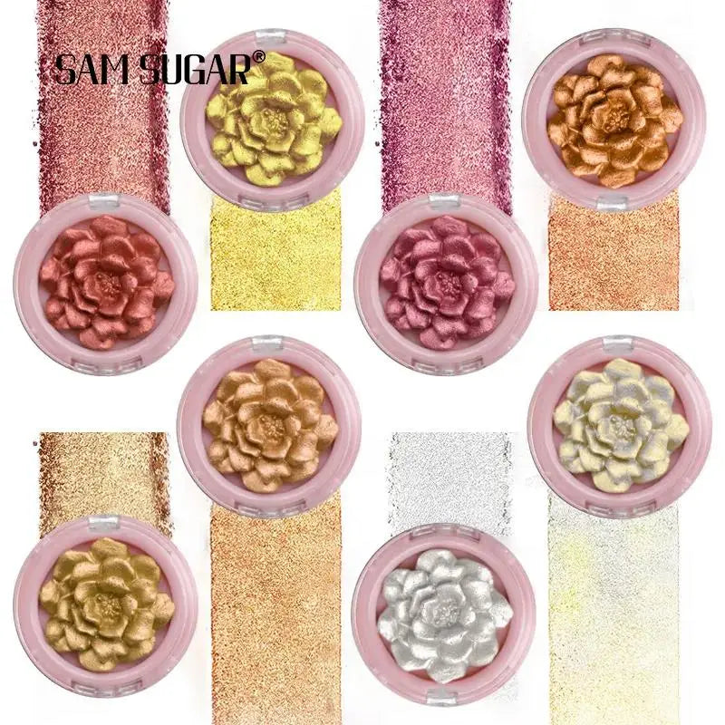SAM SUGAR 3D Rose Highlighter & Bronzer Palette – 8 Shades Highlighter Bronzer Palette HIP