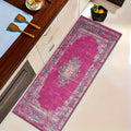 Fuchsia Persian Medallion Runner Rug – Washable Non-Slip Mat Runner Rug HIP 1 50X150cm-Felt