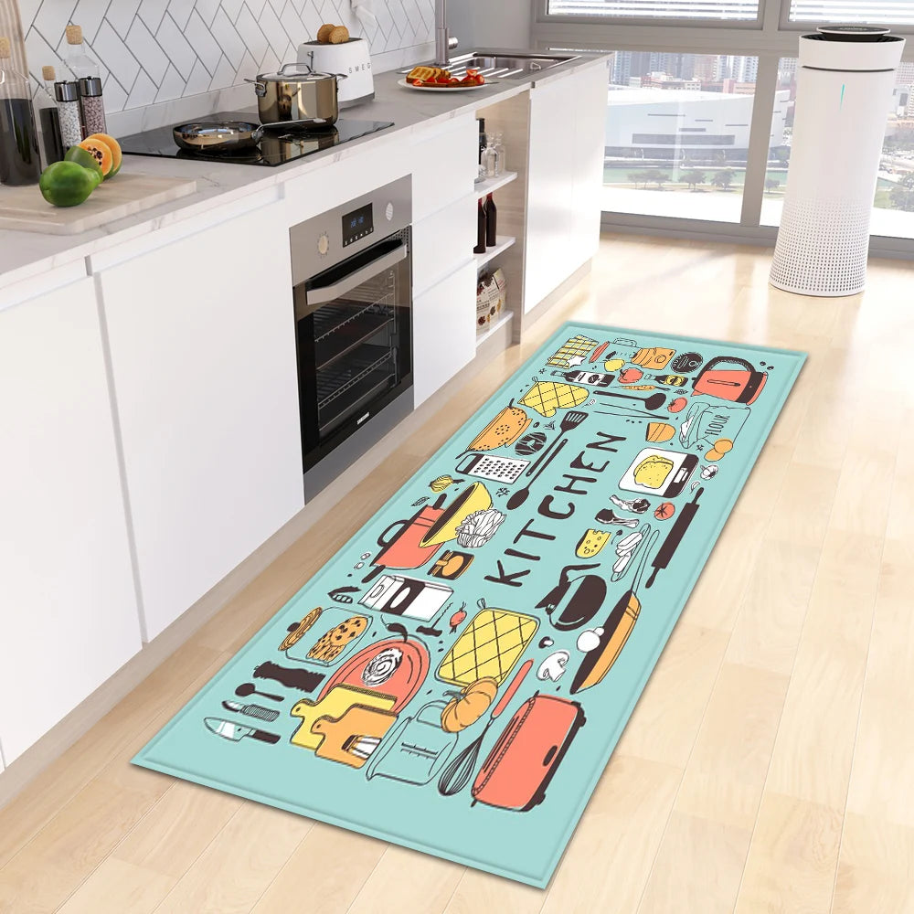 Anti-Slip Washable Kitchen Floor Mat – Soft Floral Area Rug Washable Area Rug HIP 5 50X150cm-Felt