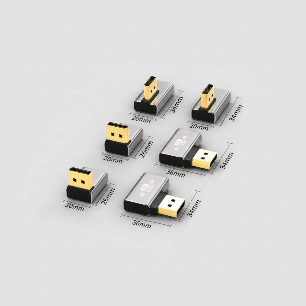 8K 60Hz DisplayPort 90° Adapter – DP 1.4 L-Shape Converter DisplayPort Adapter HIP