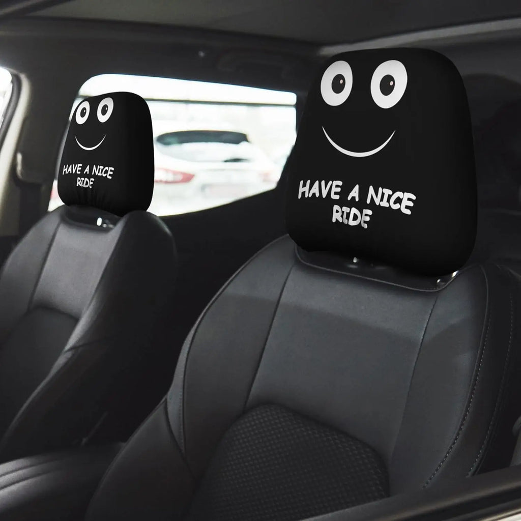 Funny Double-Sided Car Headrest Covers 2-Pack – Smile & Angry Car Headrest Cover HIP
