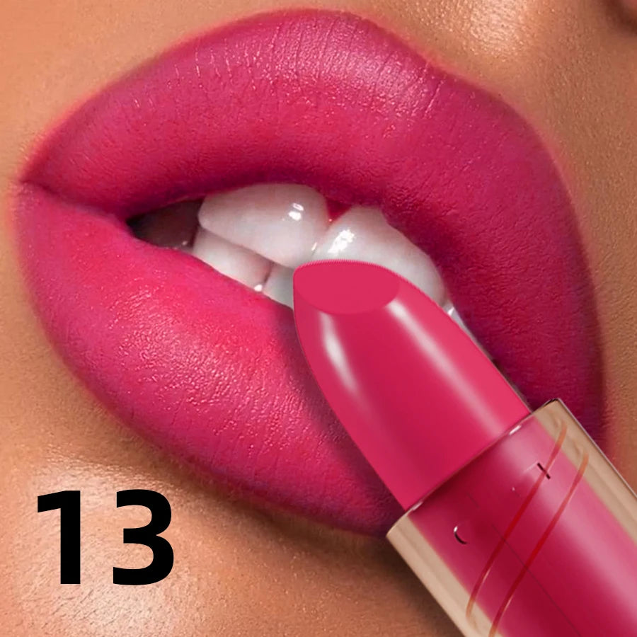 14-color Matte Lipstick Red Lip Stick Waterproof Sexy Korean Makeup Lip Tint Brown Pink Lip Cosmetic Long Lasting Lip Gloss HIP 13