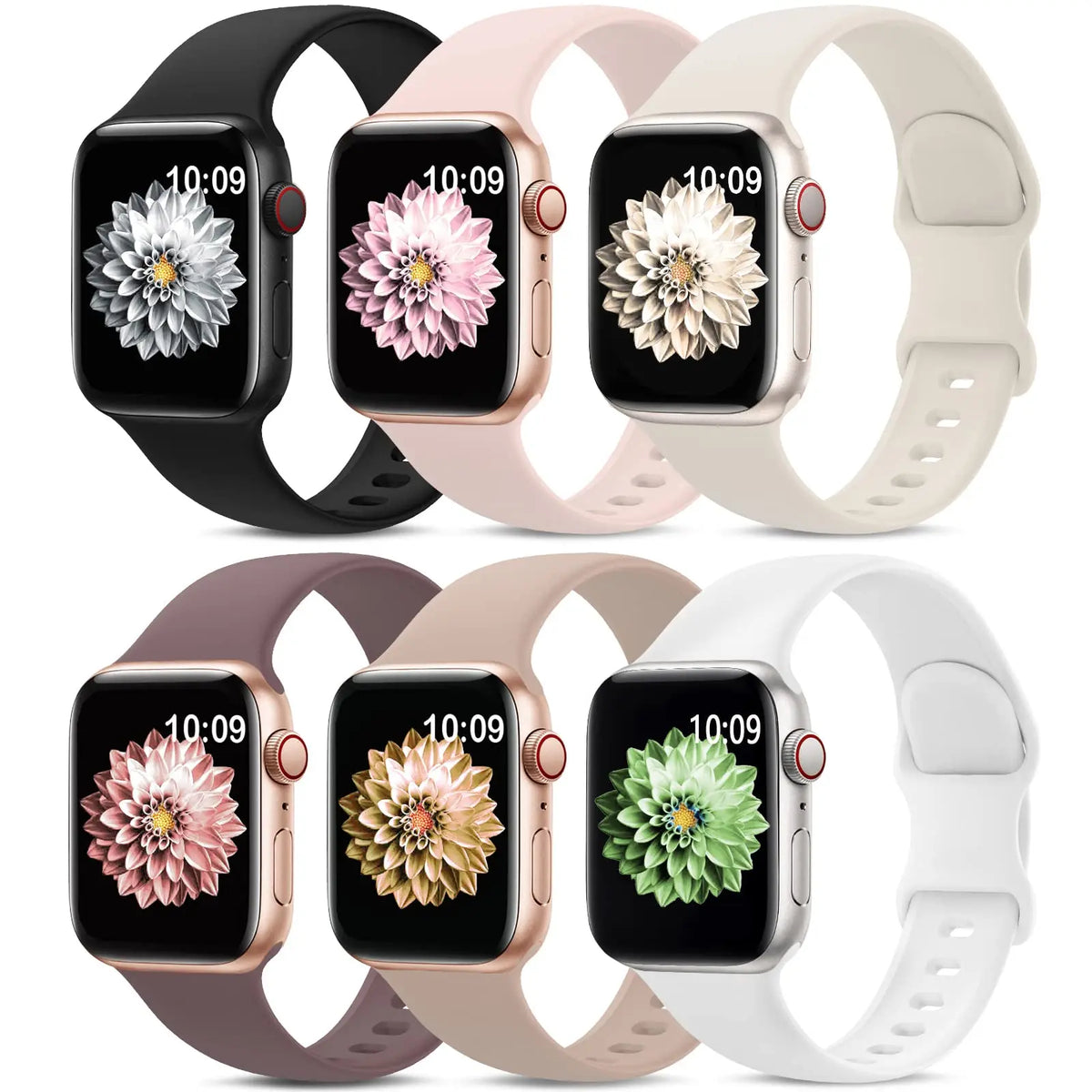 6-Pack Silicone Apple Watch Bands 38–49mm All Series Watch Band Set HIP