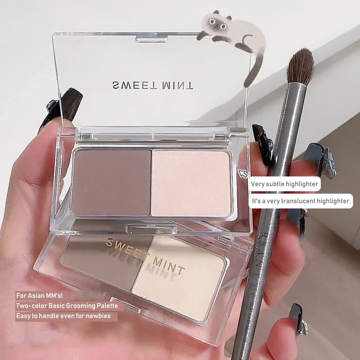 Two Colors Grey Nose Shadow Powder Matte Highlighting Contouring Platter Cheek Side V Face Matte Sculpting 2 in 1 Makeup Palette HIP