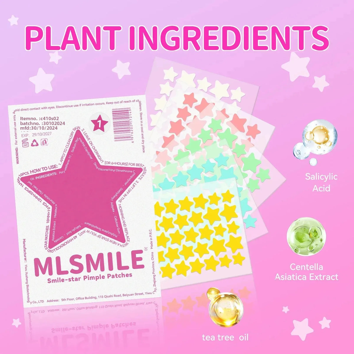 40-Pack Hydrocolloid Star Smile Pimple Patches | MLSMILE Pimple Patches HIP