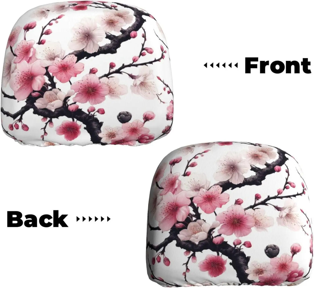 Cherry Blossom Car Headrest Covers | Universal Fit – 2 Pack Car Headrest Cover HIP