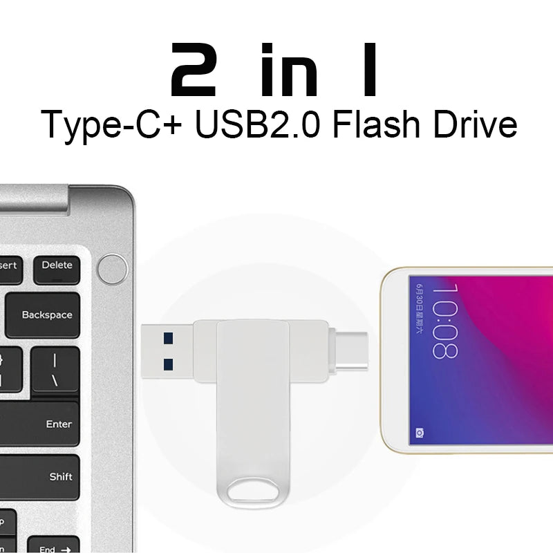 2-in-1 USB & Type-C Flash Drive – 32GB, 64GB, 128GB USB Flash Drive HIP