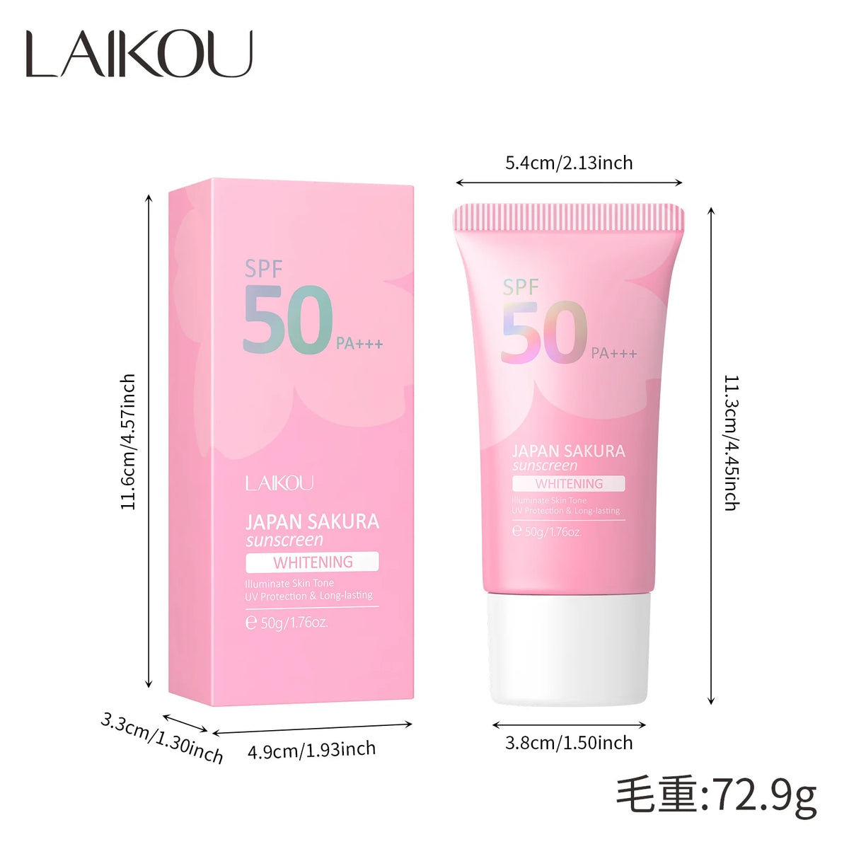 LAIKOU Sakura Sunscreen SPF 50 Primer – UV Protection 50g Sunscreen Primer Cream HIP LK98988