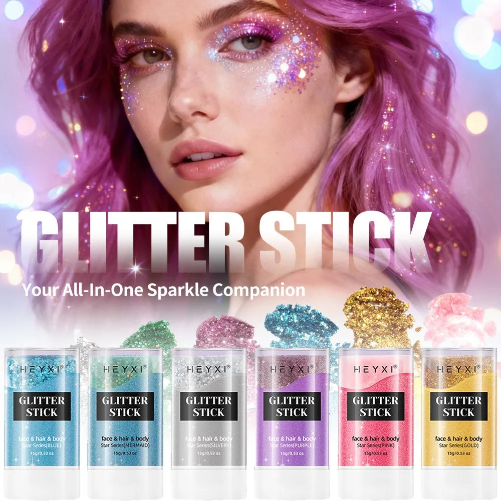 Sparkling Sequins Glitter Gel Stick Mermaid Sequin Body Glitter Gel Cosmetic Hair Glitter Festival Makeup for Christmas Party HIP