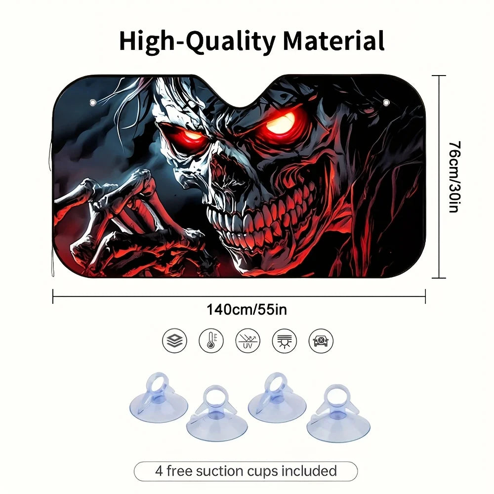 Gothic Skull Car Sunshade – Foldable, 4 Suction Cups | HIP Car Sunshade HIP