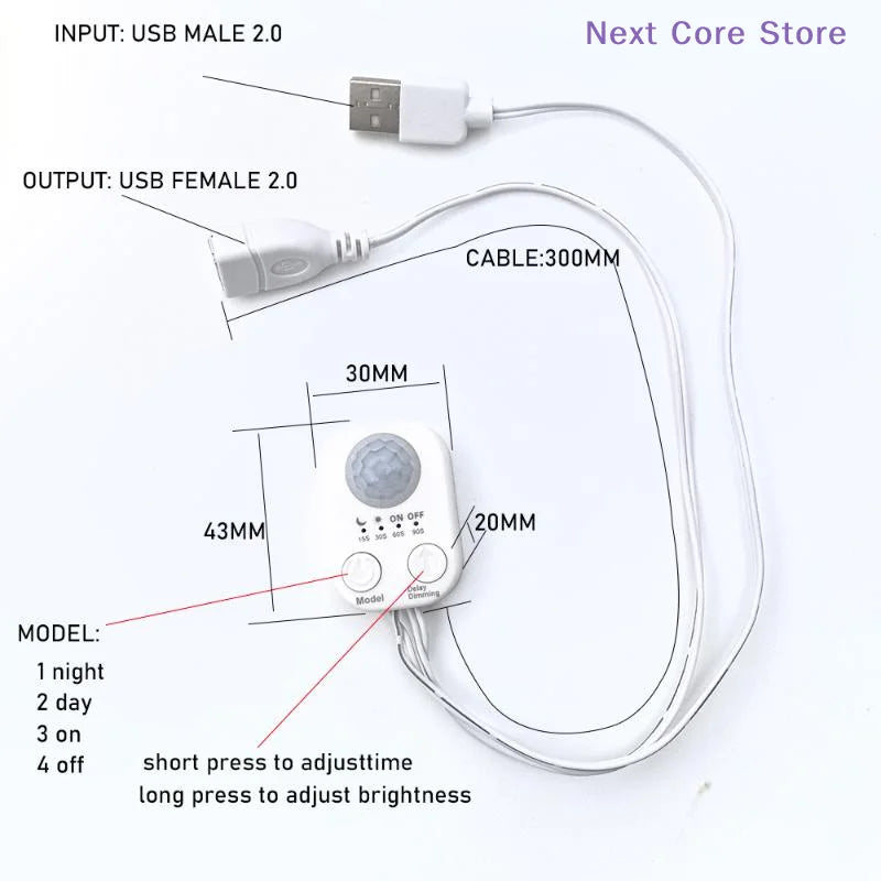 USB PIR Motion Sensor Switch 5V–24V for LED Light Strips PIR Motion Sensor Switch HIP