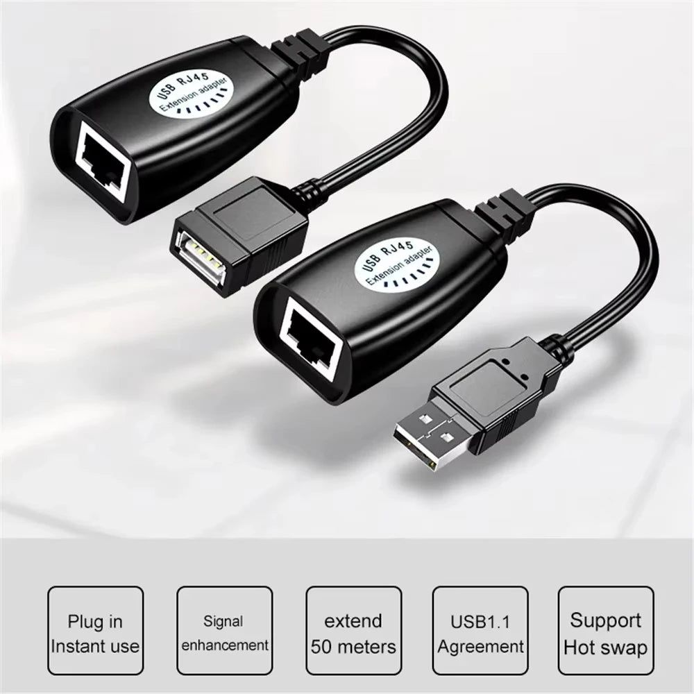 USB to RJ45 LAN Extender Adapter Set – 150ft Range (2pcs) USB Network Adapter HIP