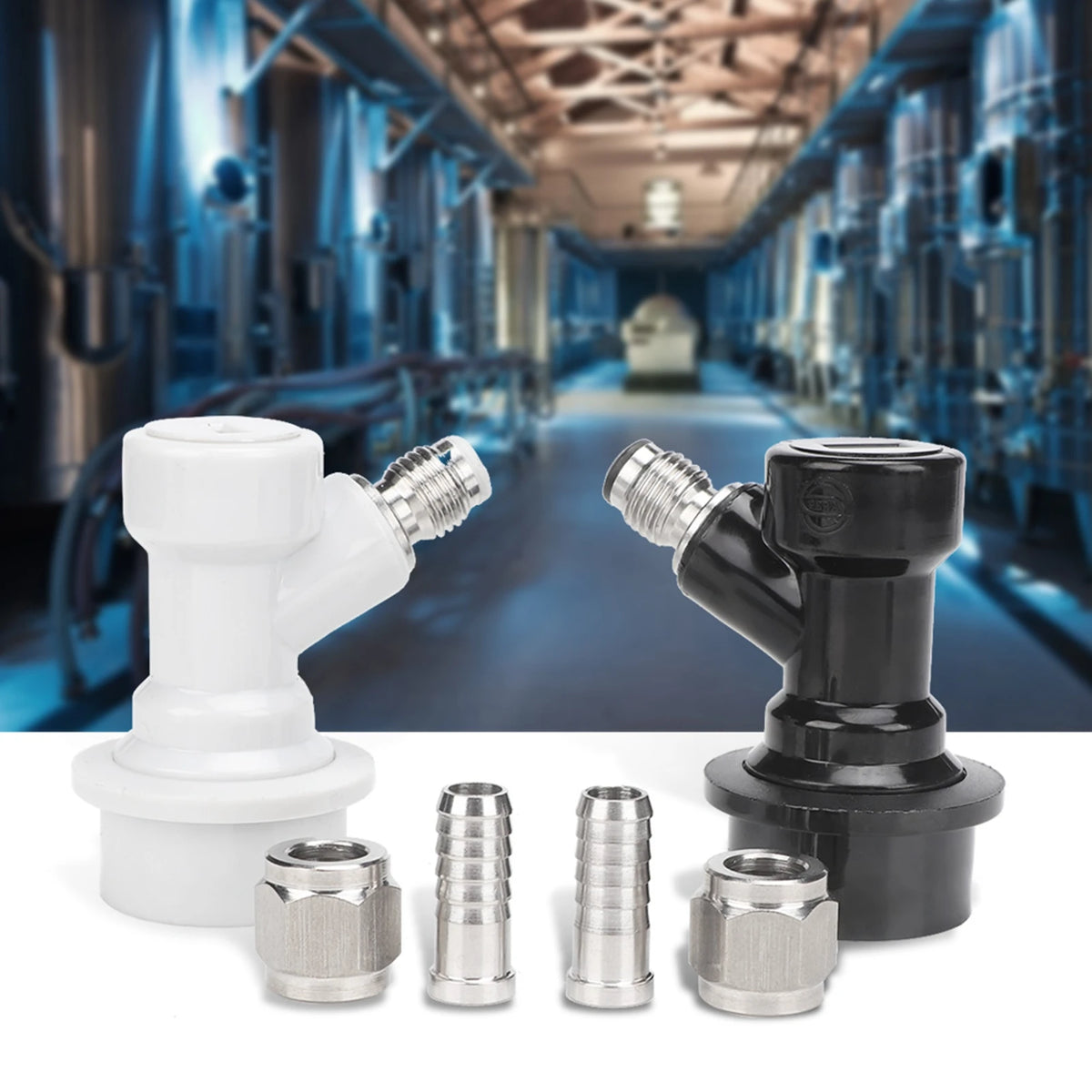 Threaded Ball Lock Keg Fittings Plastic Connector with Adapter Clamp Ball Lock Keg Fittings Plastic Ball Lock Ball Lock Keg HIP
