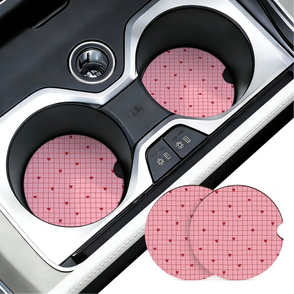 Set of 2 Car Cup Holder Mats – Non-Slip Drink Coasters Car Interior Accessory HIP