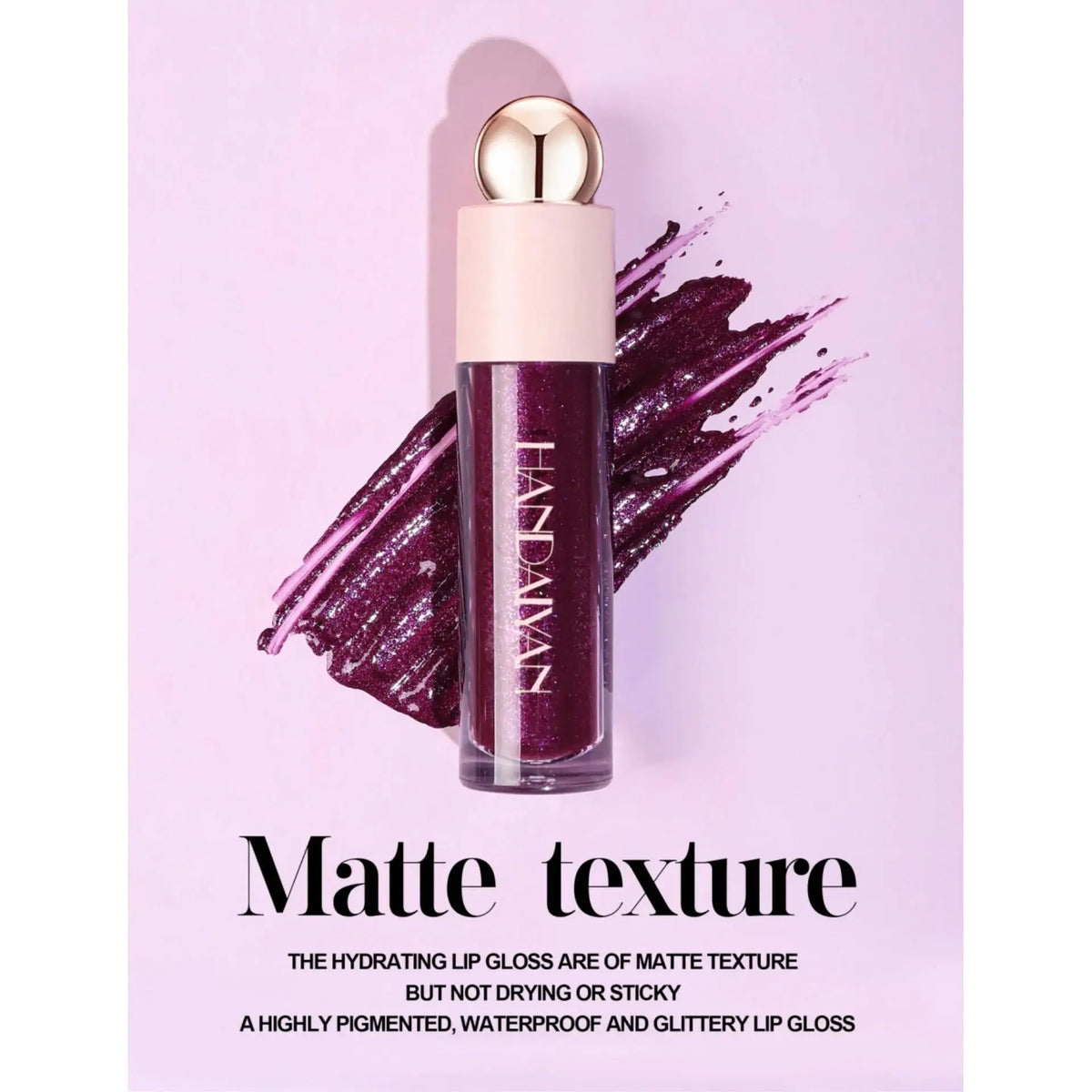 Handaiyan Shimmer Lip Gloss – Matte Glitter Tint, Waterproof Shimmer Lip Gloss HIP