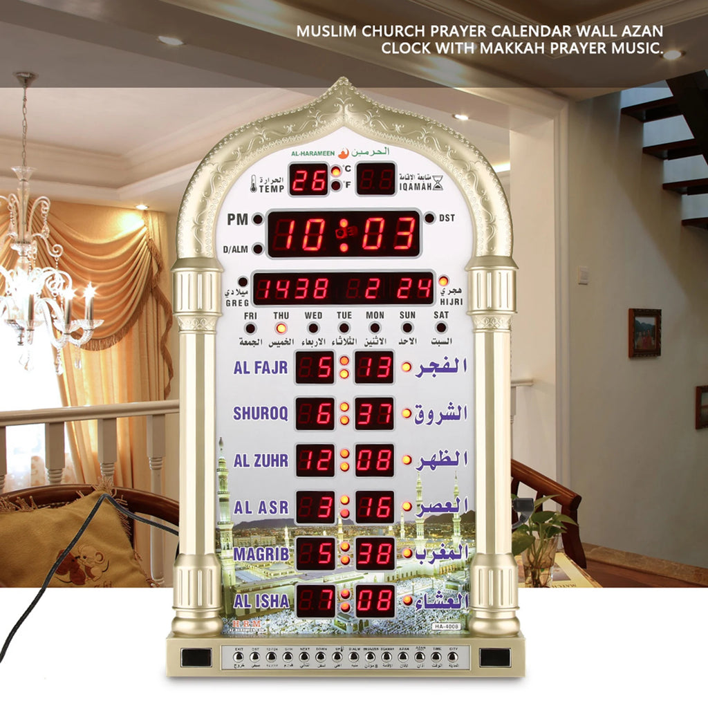 Clock Digital Clock Digital Islamic Clock Wall Calendar Mosque Digital Islamic Clock Muslim Gift Alarm Azan Prayer Islamic Clock HIP