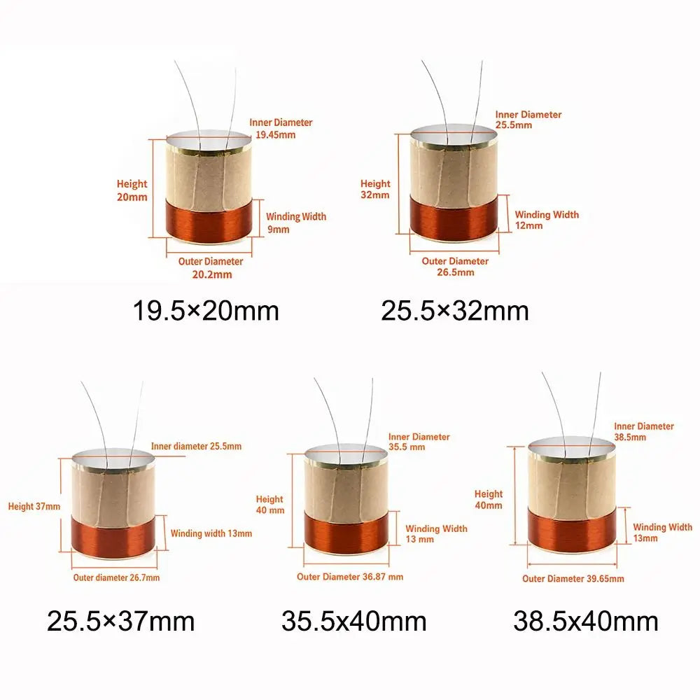 Bass Speaker Voice Coil 19.5–38.5mm White Aluminum 2-Layer Speaker Repair Part HIP