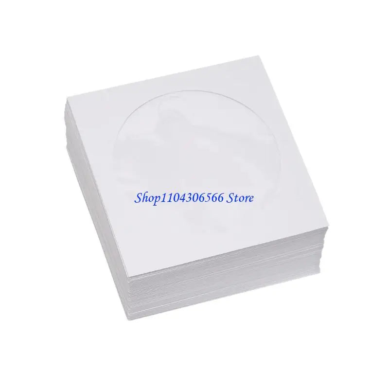 100-Pack 8cm Paper Disc Sleeves with Transparent Window Disc Storage Sleeves HIP