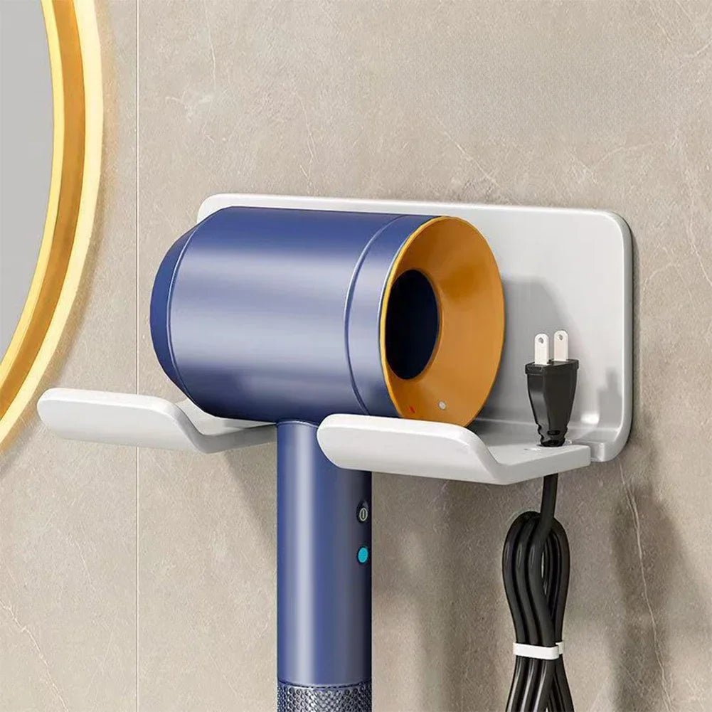 Wall Mounted Hair Dryer Bracket Without Drilling Bathroom Storage Rack Hair Dryer Bracket Bathroom Organizer Bathroom Rack HIP White
