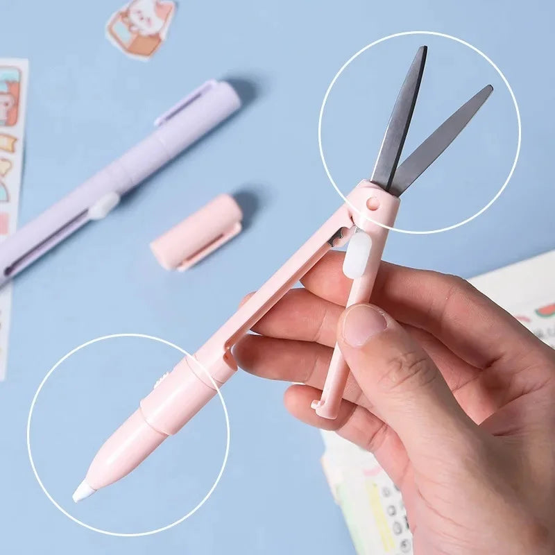 Mini 2-in-1 Pen Scissors & Paper Cutter – Portable DIY Tool Portable Craft Cutter HIP