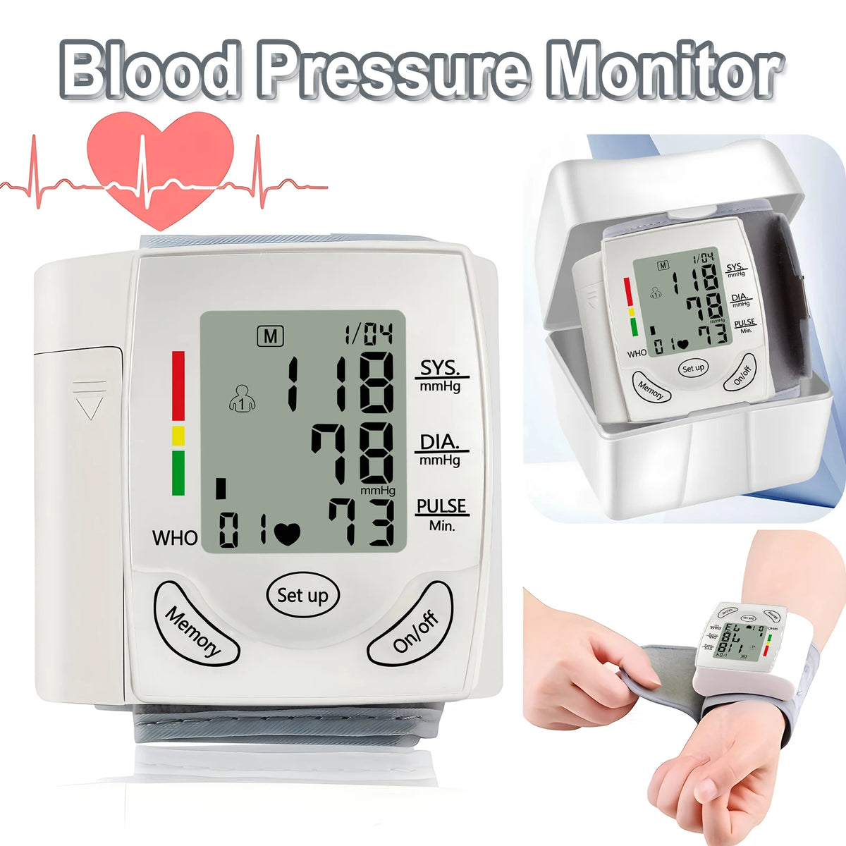 Fireurus Digital Wrist Blood Pressure Monitor – LED Display Wrist Health Monitor HIP