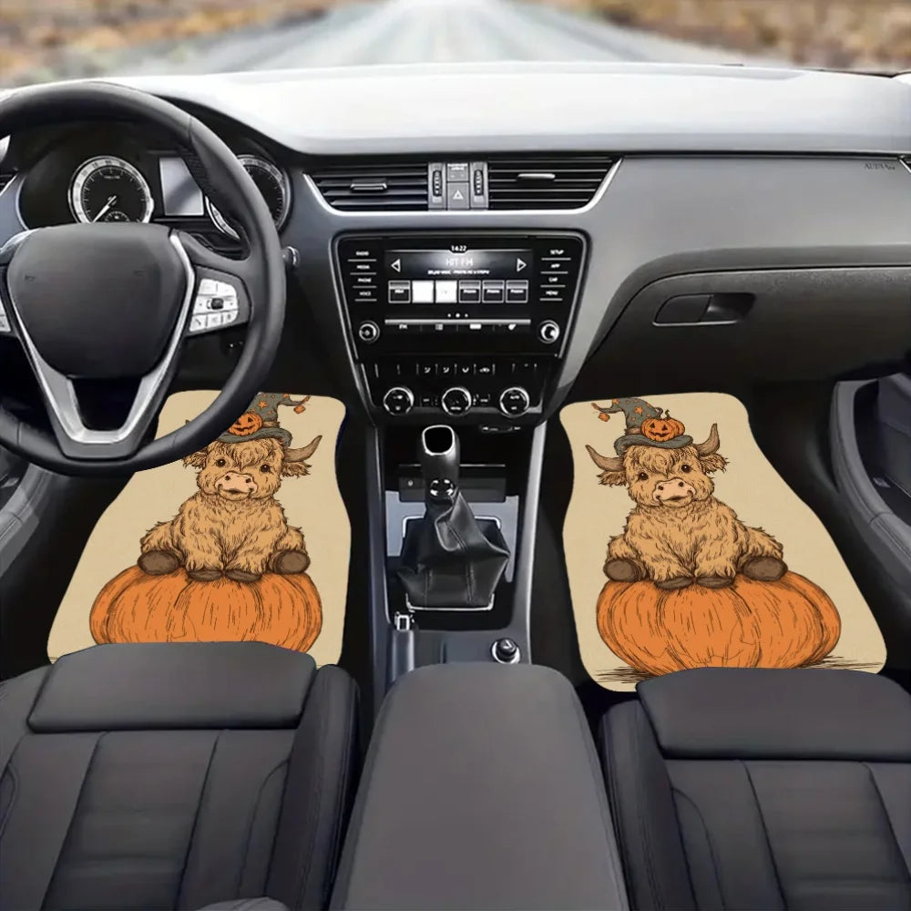 Halloween Highland Cow Car Floor Mats – Set of 4 | HIP Car Floor Mats HIP