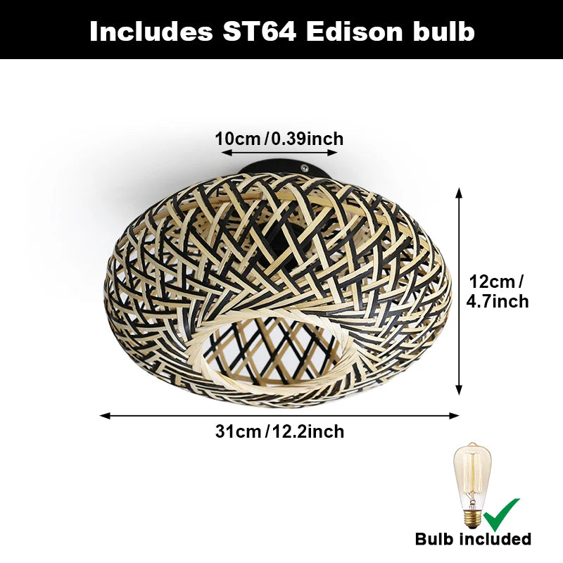 YNL Bamboo Pendant Chandelier – 4-Light Ceiling Lamp | Natural Wood Pendant Chandelier HIP Ceiling with bulb