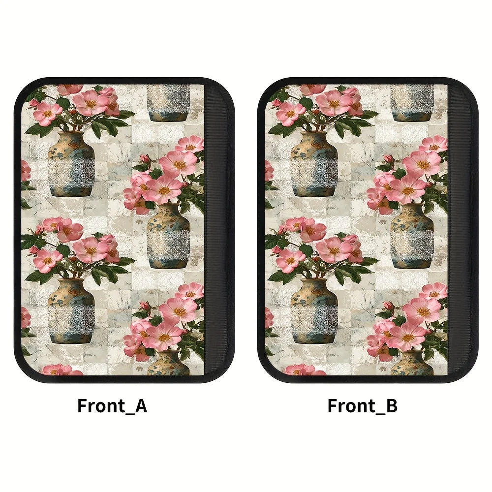 Vintage Rose Floral Car Seat Belt Shoulder Pads | Lace Trim Seat Belt Shoulder Pad HIP black