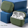 Lychee Leather AirPods Case with Hook Strap | Pro 1 2 3 4 Earphone Case HIP Army Green for Airpods Pro 2