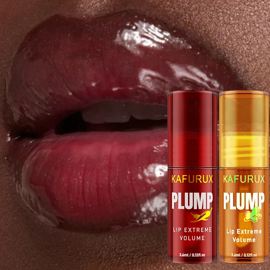 KAFURUX 2-Pc Lip Plumping Oil Gloss Serum – Moisturizing Lip Plumping Oil HIP