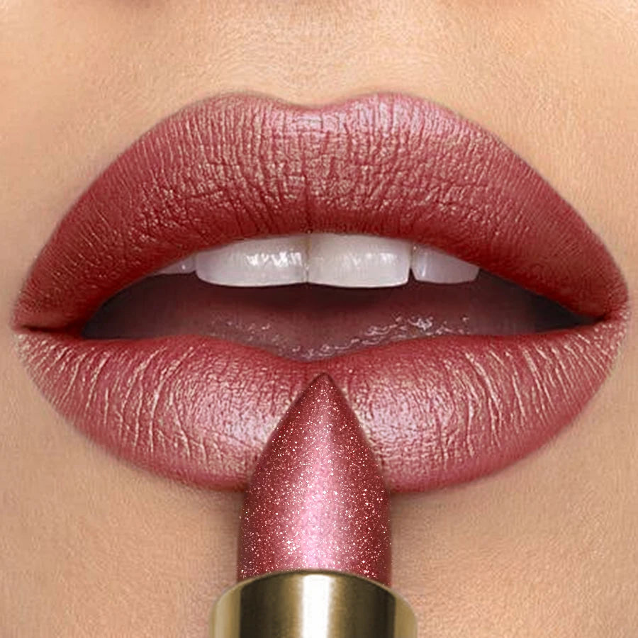 16 Colors 1PC Metallic Glitter Shiny Lipstick Lip Tint, Waterproof Senior Matte Lip Makeup Gifts for Women Cosmetic Lip Glaze HIP 112