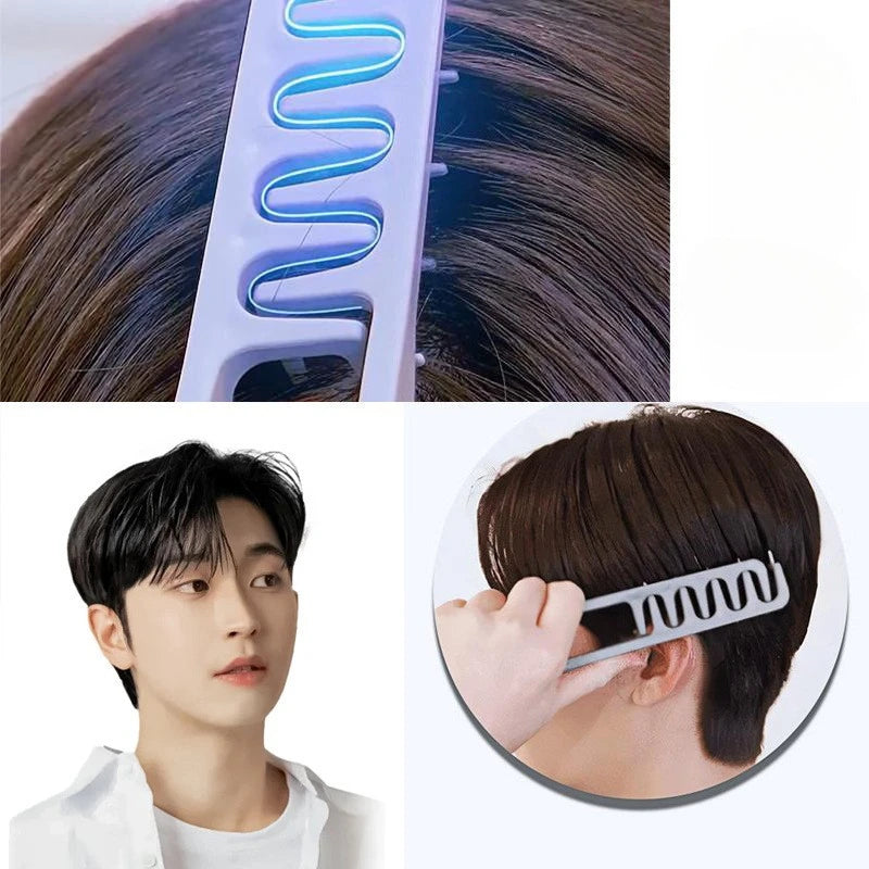 Men's Textured Styling Comb Z Shape Hair Root Lift Volumizing Comb for Fluffy Hairstyle,Seam Covering Bangs Hairdressing Tool HIP