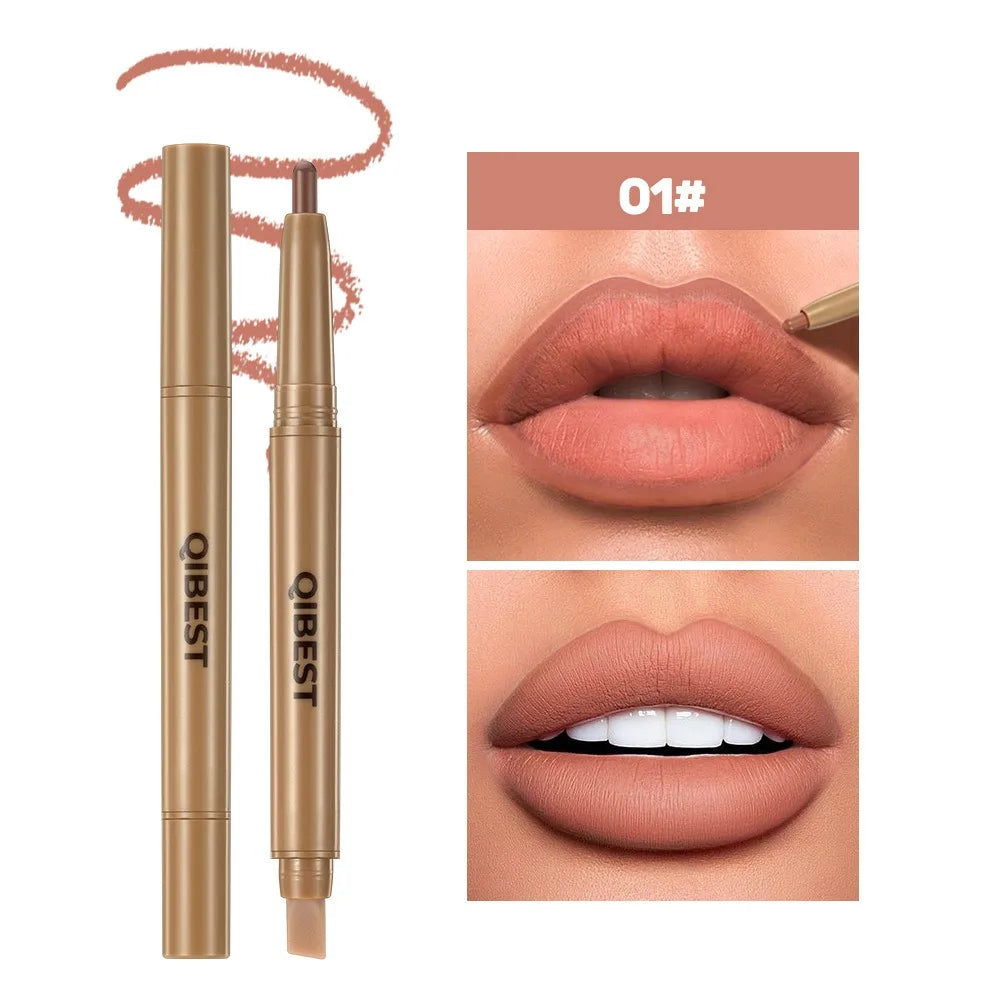 Chocolate Brown Silky Lipliner Pen Peptide Lipgloss Pencil Lasting Matte Nude Pink Lipstick Lip Outline Contour Defind Lip Liner HIP 01-QIBEST
