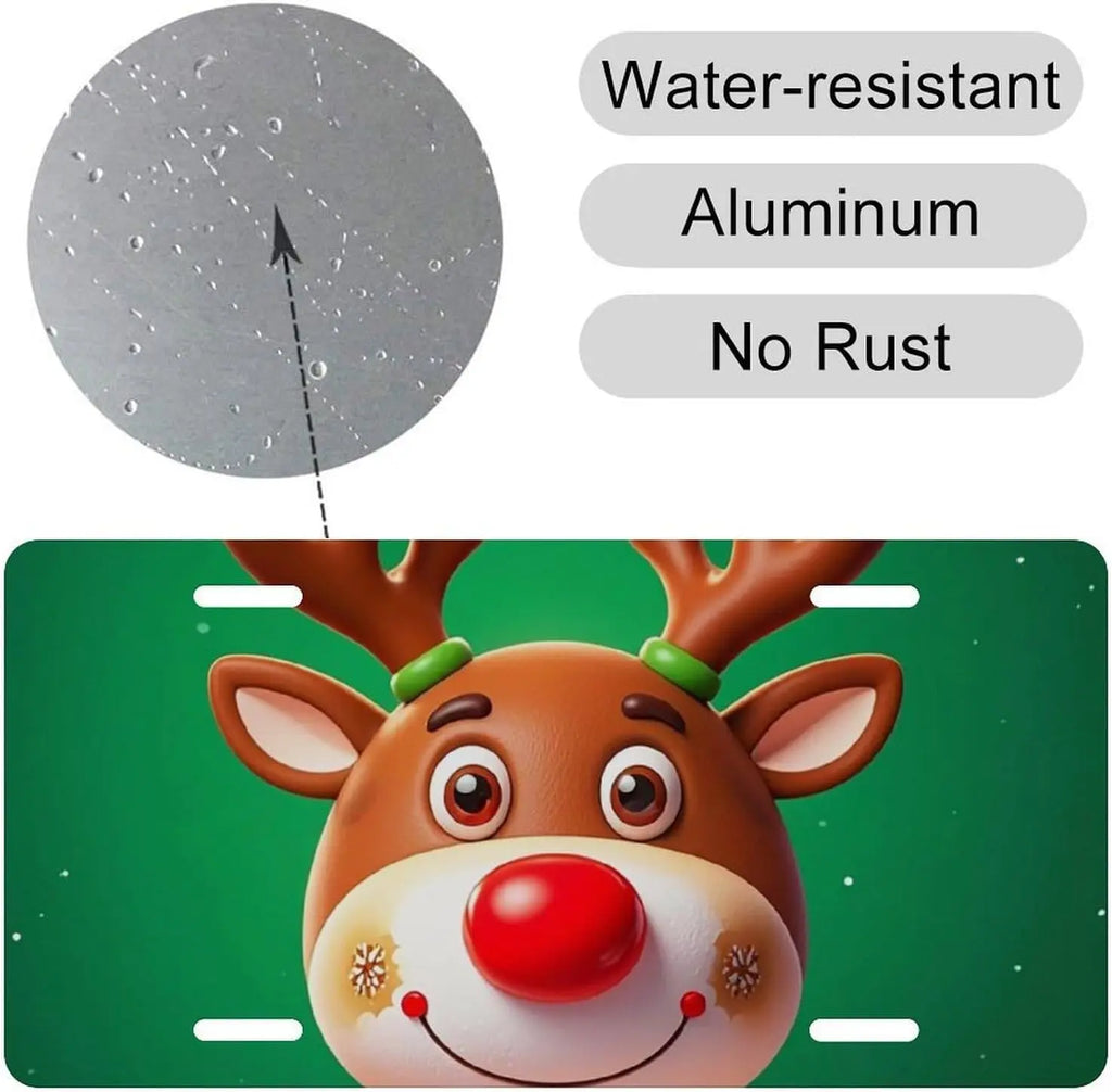 Christmas Reindeer Pink Aluminum License Plate Frame | HIP License Plate Frame HIP
