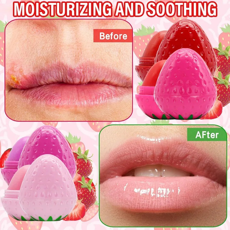 1/4Pcs Strawberry Lip Balm Long-Lasting Moisturizing Repair Hydrating Colored Tint Lipstick Clear Repairs Dry Lip Care Cosmetics HIP