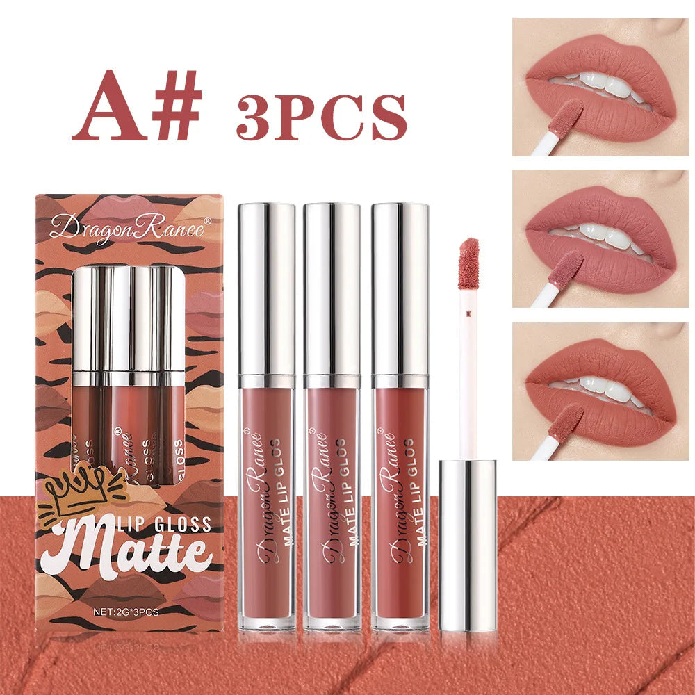 Dragon Ranee 3-Pack Matte Liquid Lipstick Set – Long-Lasting Matte Liquid Lipstick HIP A