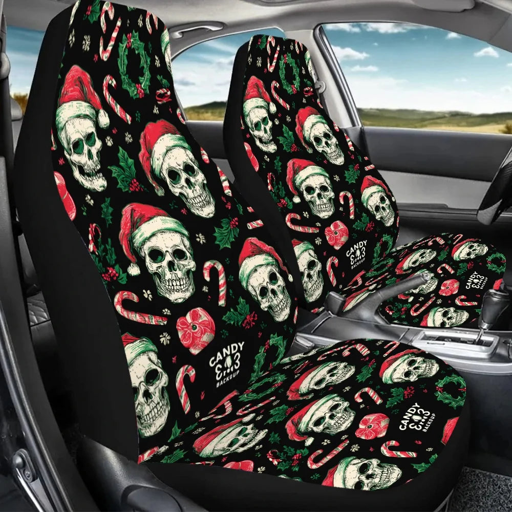 Skull Santa Hat Car Seat Covers – 2-Pack Universal Fit Car Seat Covers HIP