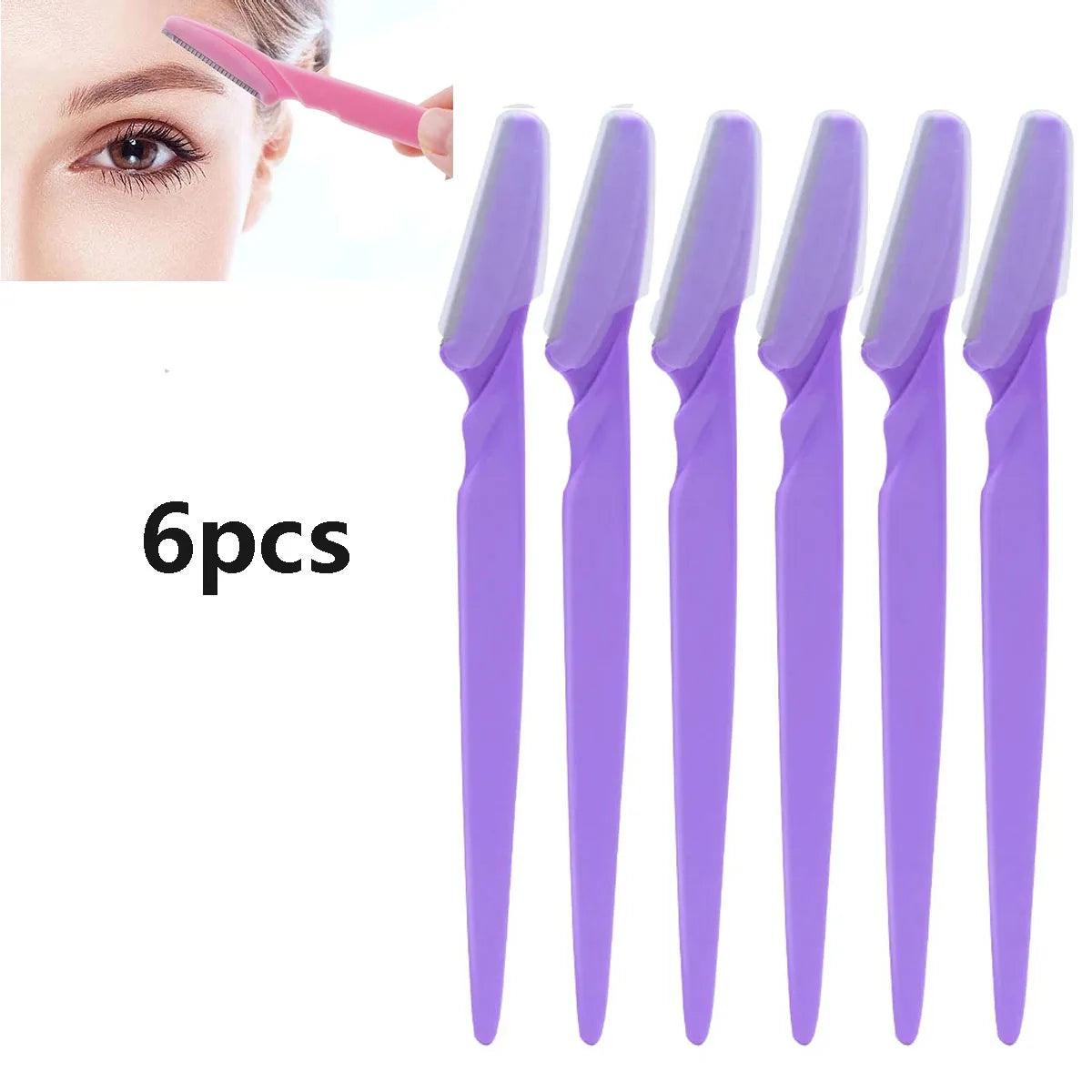 6/12 Pc Portable Eyebrow Trimmer Razors – Face Hair Remover Eyebrow Trimmer Razor HIP C514-Purple 6pcs