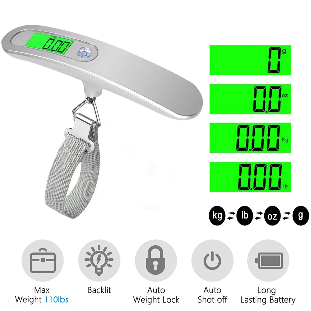 Portable Digital Hanging Scale 110lb/50kg – LCD & Hook Digital Hanging Scale HIP