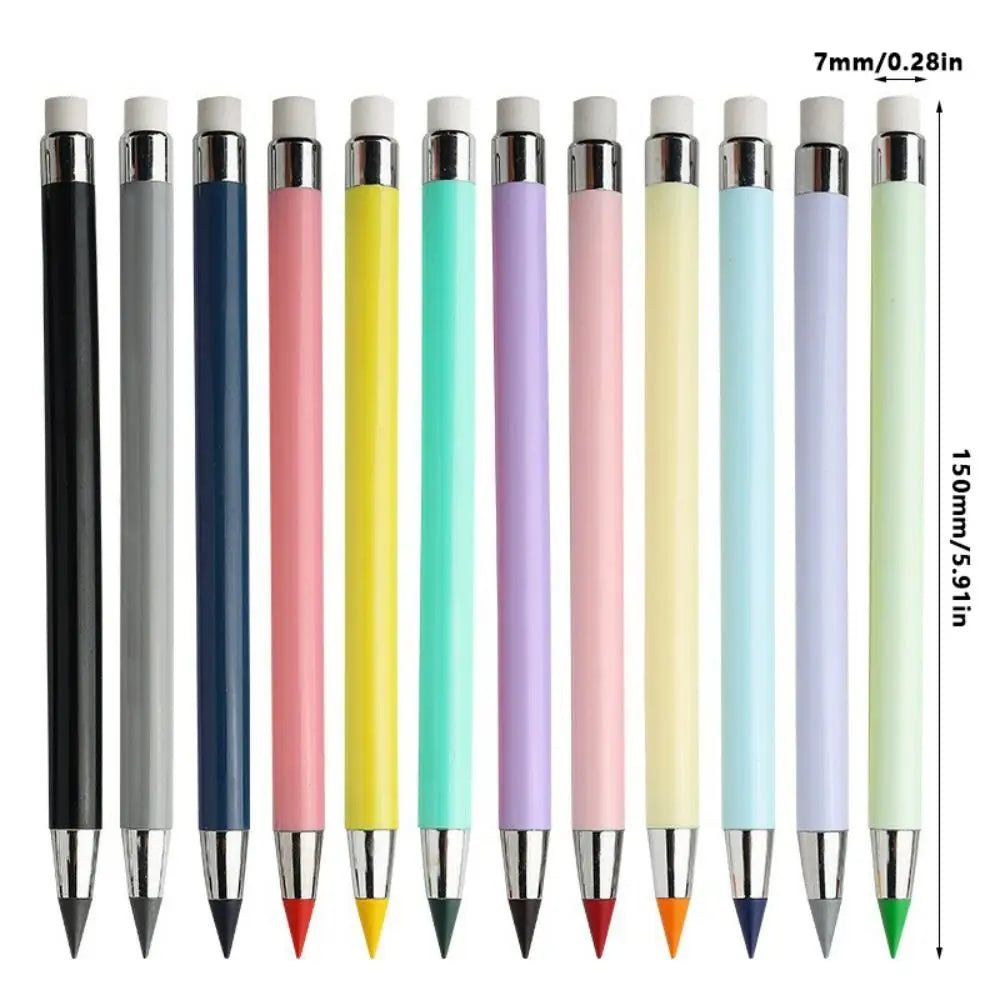 12-Piece HB Colored Eternity Pencils Set with Built-In Eraser Colored Pencil Set HIP