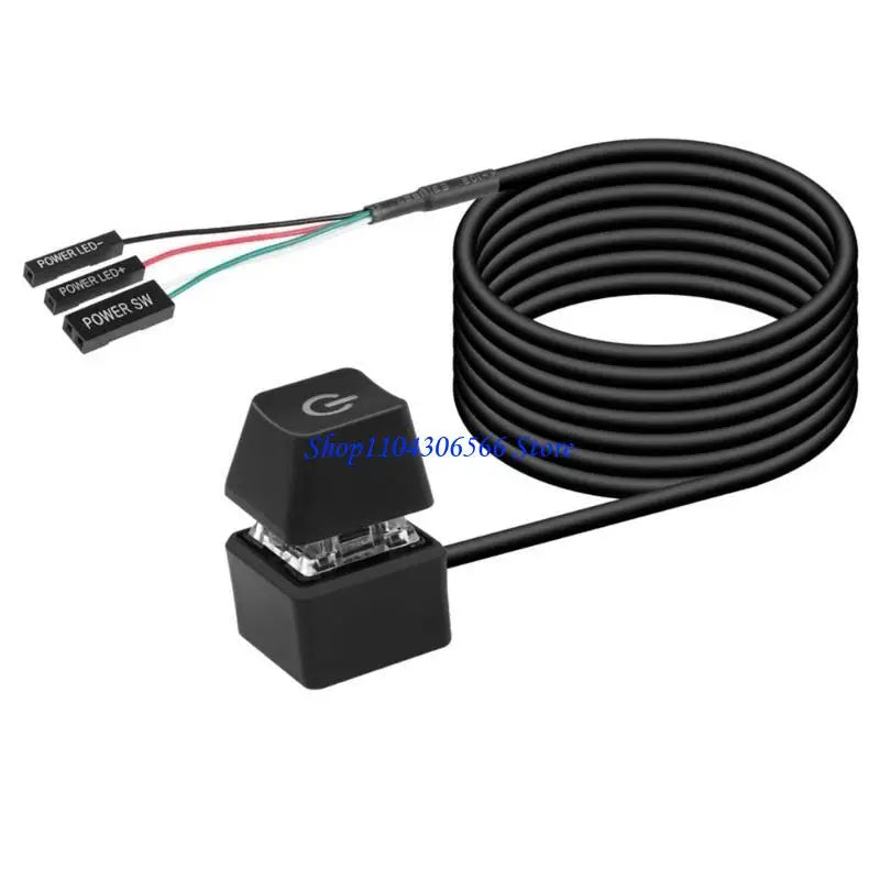 Desktop PC Power Button with LED Light & 1.8M Cable PC Power Button HIP Black CN