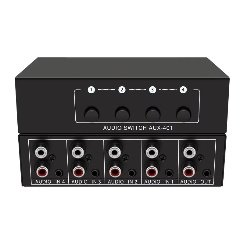 4-in-1 RCA & AUX Stereo Audio Selector Switch Box Audio Switch Box HIP