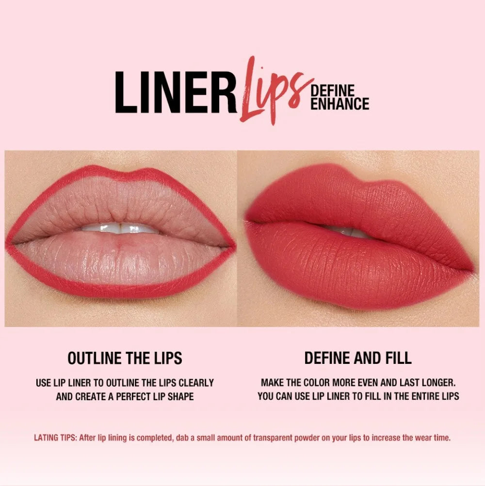 12 Colors Matte Lip Liner，Waterproof, Durable, Easy to Color, Long-Lasting,Full Plump Lip Shape Contour ，Lip Outline Cosmetic HIP