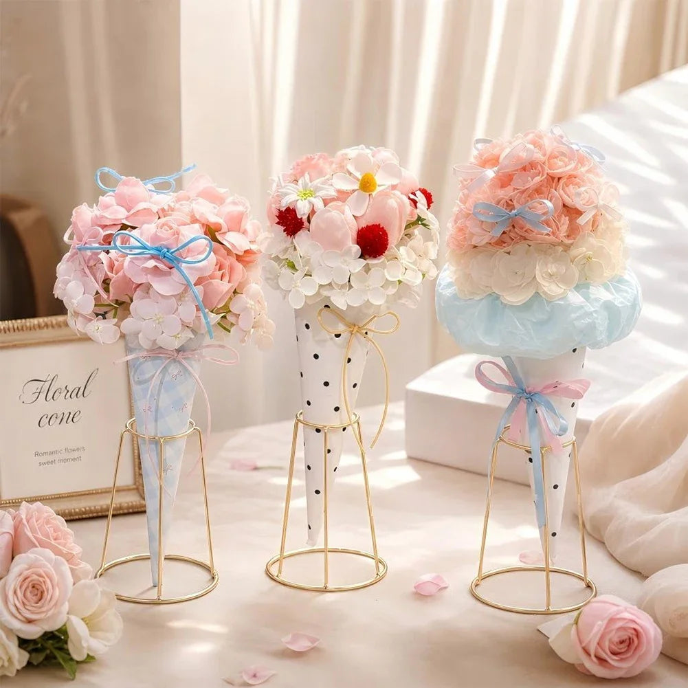 Finished Ice‑Cream Cone Soap Flower Bouquet Ornament Creative Artificial Flower Decor Souvenir Gift For Birthday HIP