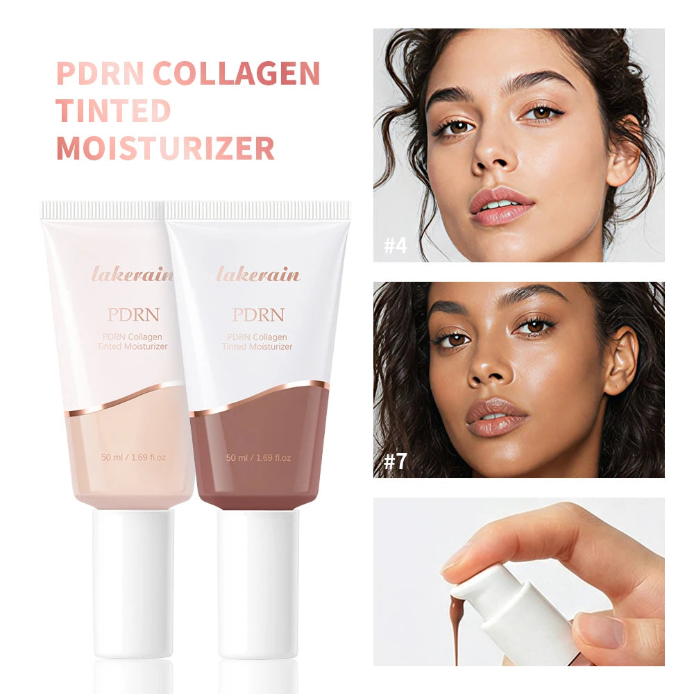10 Colors PDRN Collagen Tinted Moisturizer Korean Glass Skin Makeup Base Glow Luminous Hydrating Primer Daily Even Tone Nourishi HIP